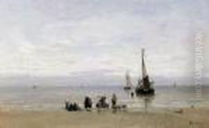 Fisherwomen Standing By The Catch On A Calm Day Fisherwomen Standing By The Catch On A Calm Day