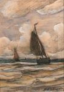 Bomschuiten At Sea by Hendrik Willem Mesdag