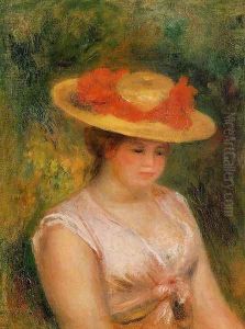 Young Woman In A Straw Hat3 by Pierre Auguste Renoir