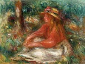 Young Girl Seated on the Grass by Pierre Auguste Renoir