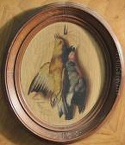 A Trompe L'oeil Of Songbirds; Also A Companion Painting (a Pair) - view 1