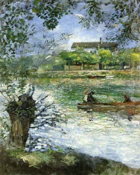 Willows and Figures in a Boat - view 1