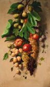 A Branch Of Figs With Grapes, Plums And Pomegranates by Michaelangelo Meucci