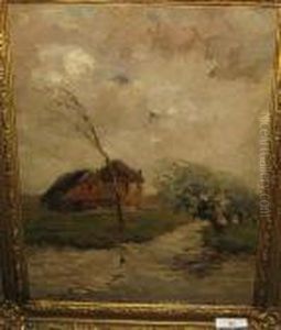 Hoeve In Een Landschap by Constantin Meunier
