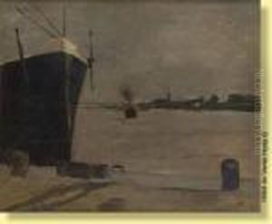 Remorqueur Dans Un Port by Constantin Meunier