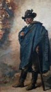 A Gentleman Standing Before A Wall by Constantin Meunier