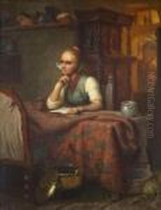 Junge Frau Einen Briefschreibend by Meyer Georg von Bremen