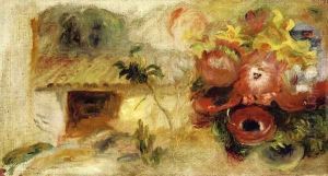 Small House, Buttercups and Diverse Flowers (study) by Pierre Auguste Renoir