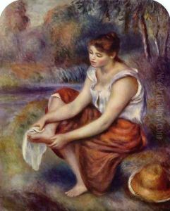 Girl, at the feet of drying by Pierre Auguste Renoir
