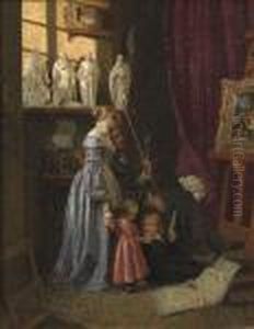 The Artist And His Family In The Atelier by Meyer Georg von Bremen