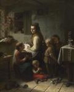 Mutter Mit Ihren Kindern In Der Stube. by Meyer Georg von Bremen