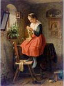 Strickendes Madchen (girl Knitting By A Window)