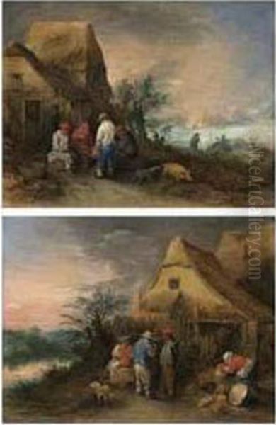 Peasants Drinking Outside A Farm Cottage - view 1