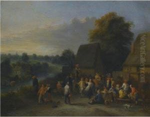 Peasants Merrymaking Outside An Inn by Theobald Michau