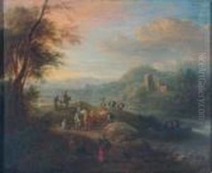 Flusslandschaft Mit Hirten Und Lasttieren