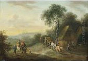 A) "paesaggio Con Figure E
Barche Sulla Riva Del Lago" B) "paesaggio Con Figure E Carro" by Theobald Michau