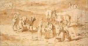 Paysage Aux Bergers Et Troupeaux by Theobald Michau