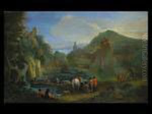 Landschaft Mit Figurenstaffage by Theobald Michau