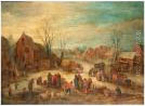 A Crowded Village Scene - view 1
