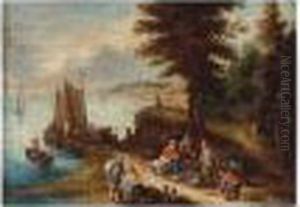 Landscape With Fishermen Beside A River Landscape With Fishermen Beside A River