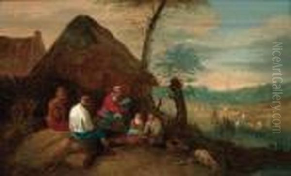 Harvesters Resting By A Cottage - view 1