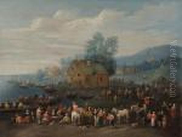 Travellers Gathered By A Bay - view 1