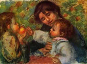 Portrait of Jean Renoir and Gabrielle with their child by Pierre Auguste Renoir