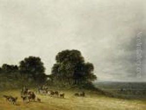Landscape With Shepherds And Theirherd By Saint-denis by Georges Michel