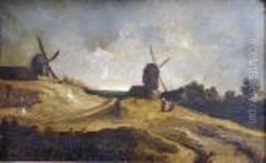 Deux Personnages Devant Des Moulins