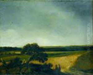 Couple Au Bord D'un Chemin by Georges Michel