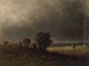 Windmills In Approaching Storm by Georges Michel