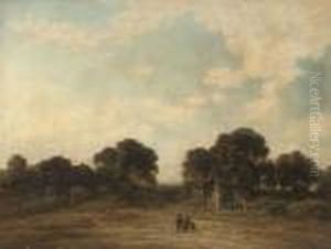Figures On A Country Path by Georges Michel