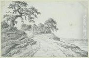 Landscape With A Cottage And A Winding Road by Georges Michel