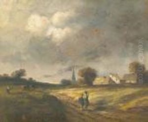 Paysage Avec Paysans by Georges Michel