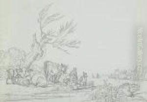Group Lot Of 10 Drawings by Georges Michel