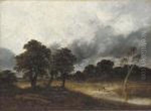 A Shepherd And His Herd Crossing The River Before The Storm by Georges Michel