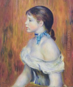 Girl with a Blue Ribbon by Pierre Auguste Renoir