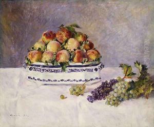 Still Life with Peaches and Grapes 1881 by Pierre Auguste Renoir