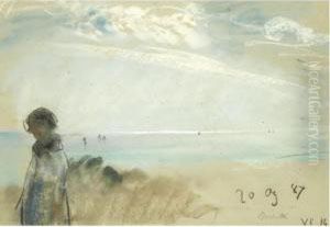 On The Beach by Francesco Paolo Michetti
