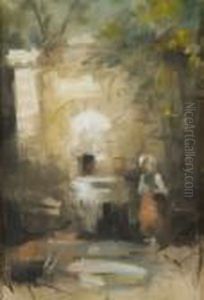 Ragazza Alla Fonte by Francesco Paolo Michetti