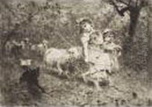 Giovani Contadine Nei Dintorni Di Chieti by Francesco Paolo Michetti