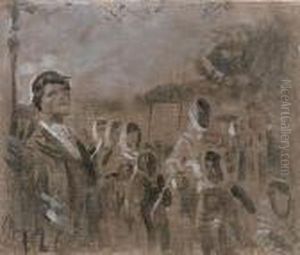 Studio Per La Festa Di Paese by Francesco Paolo Michetti