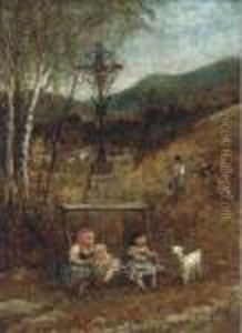 Children With A Kid In A Landscape Children With A Kid In A Landscape