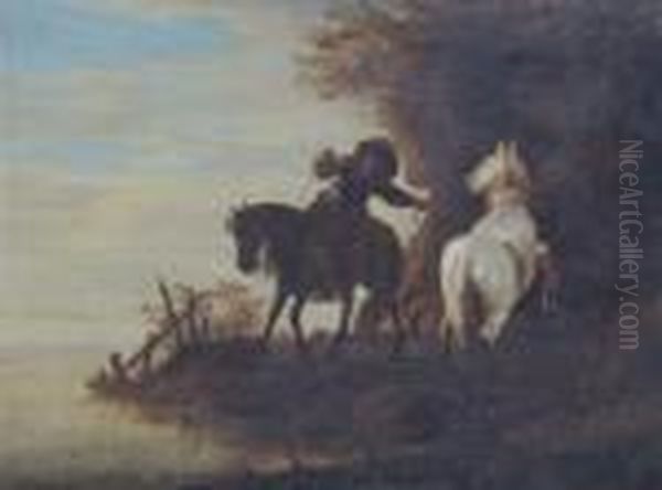 Horseman Beside A Lake - view 1