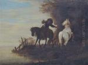 Horseman Beside A Lake by Jan Miel