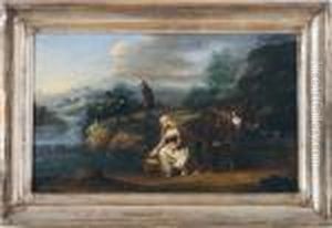 Washerwoman By A River by Jan Miel