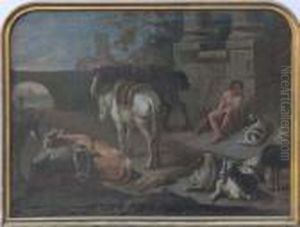 Italienskt Landskap Med Herde Och Boskap by Jan Miel
