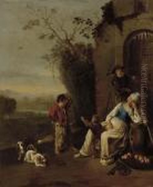 A Peasant Family Resting Before A Ruin In A Landscape - view 1