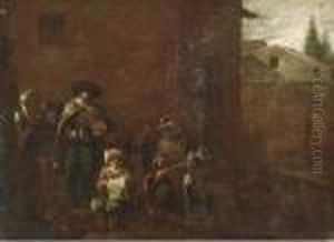 Peasants Singing And Making Music In The Street by Jan Miel