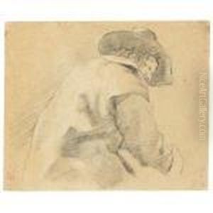 Half-length Study Of A Man Wearing A Hat, Seen From Behind by Jan Miel